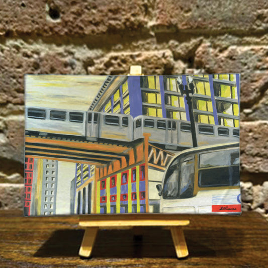 Bus Under Tracks, Chicago, Mini Artwork (MA-7281A)