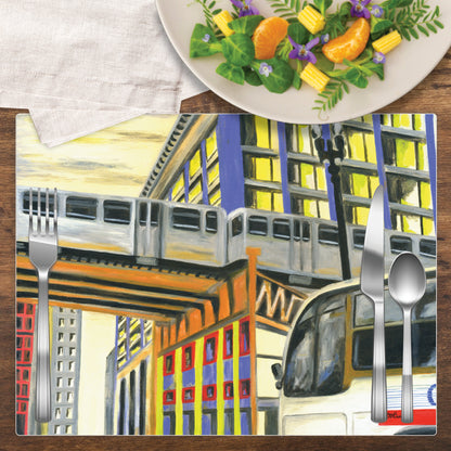 Bus Under Tracks, Chicago, Vinyl Placemat (PMT-7281A)