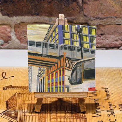 Bus Under Tracks, Chicago, Mini Artwork (MA-7281B)