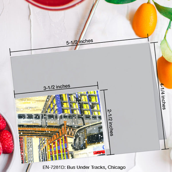 Bus Under Tracks, Chicago, Greeting Card (7281D), Enclosure Card, www.printedcanvas.com