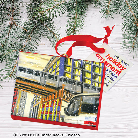 Bus Under Tracks, Chicago, Ornament (OR-7281D), Front, printedcanvas.com