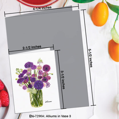 Alliums in Vase 3, Greeting Card (7296A), Enclosure Card, www.printedcanvas.com
