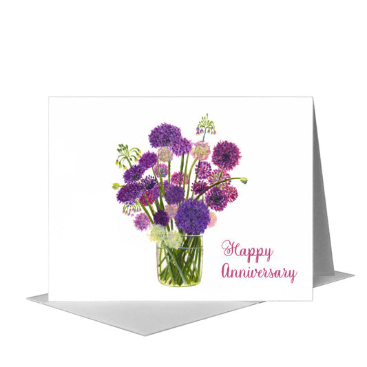 Alliums in Vase 3, Greeting Card (#7296B) A2 Card Front, www.printedcanvas.com