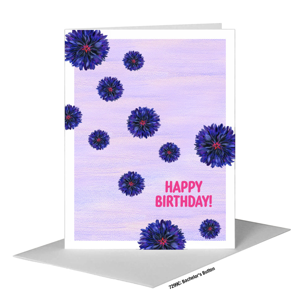 Bachelor's Button, Greeting Card (#7299C), A2 Card Front, www.printedcanvas.com