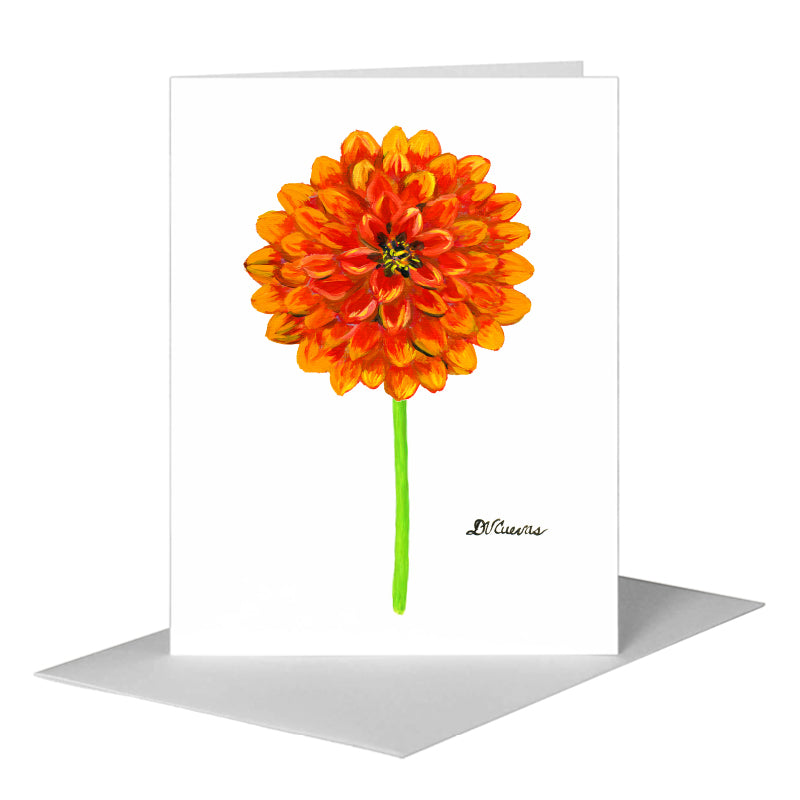 Garden Dahlia, Greeting Card (#7301S) A2 Card Front, www.printedcanvas.com