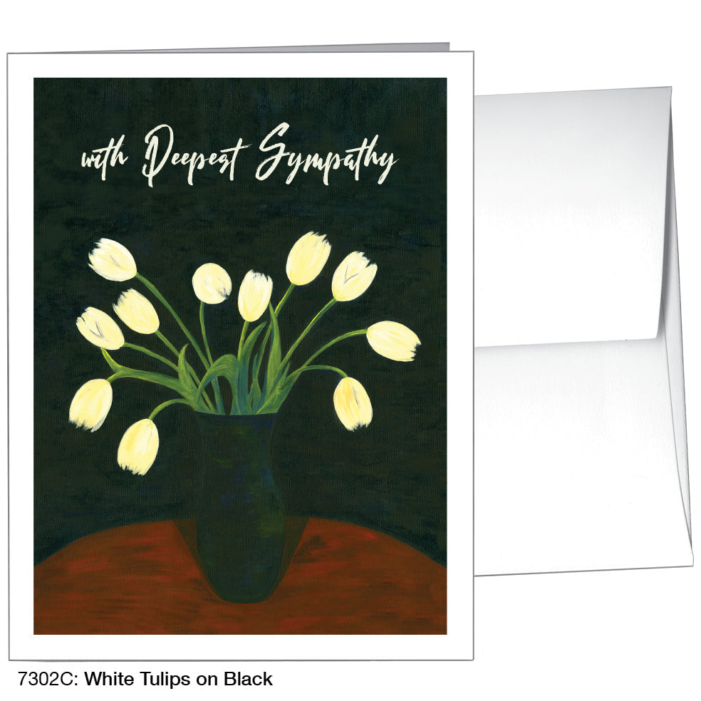 White Tulips on Black, Greeting Card (7302C), A2, printedcanvas.com