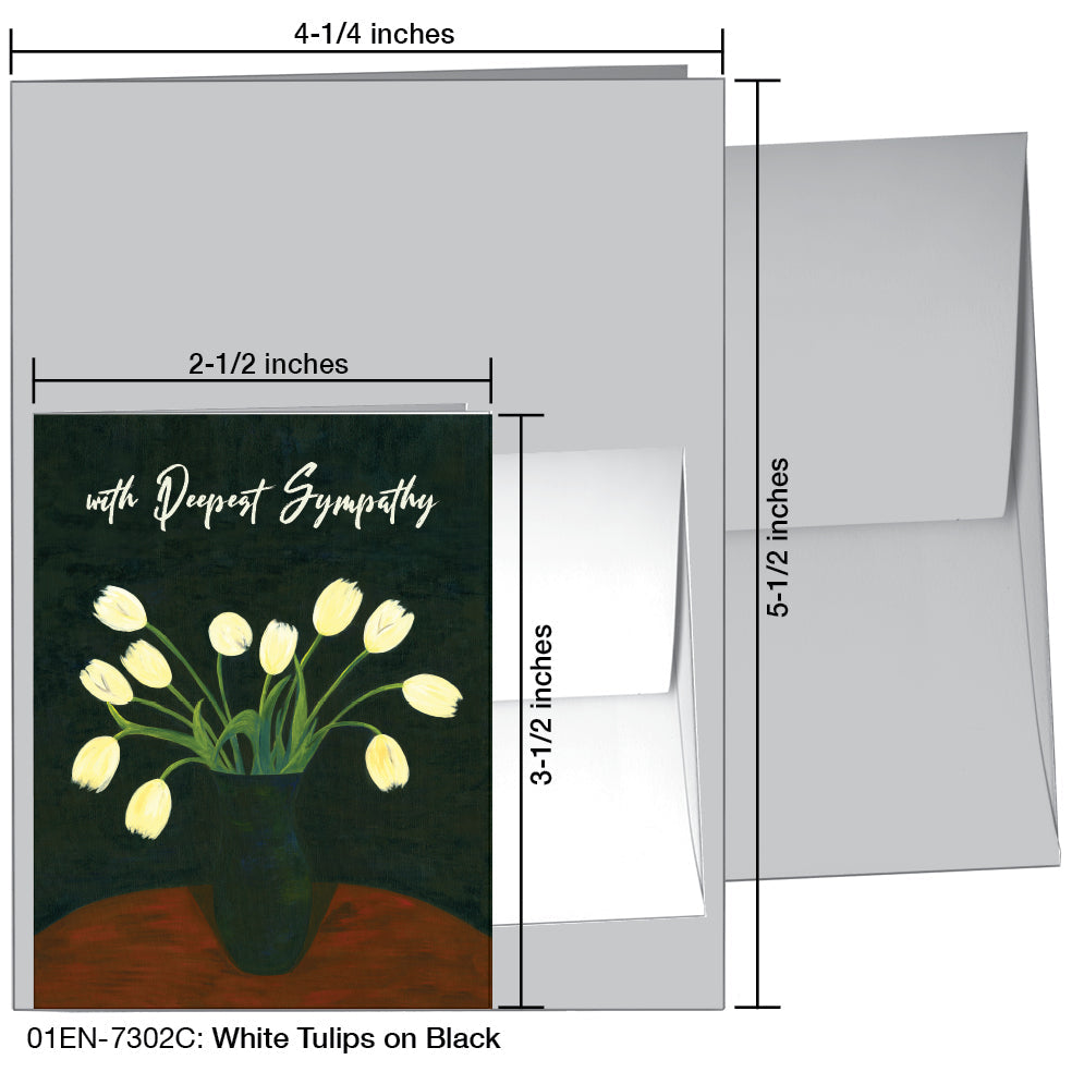 White Tulips on Black, Greeting Card (7302C), Enclosure, printedcanvas.com