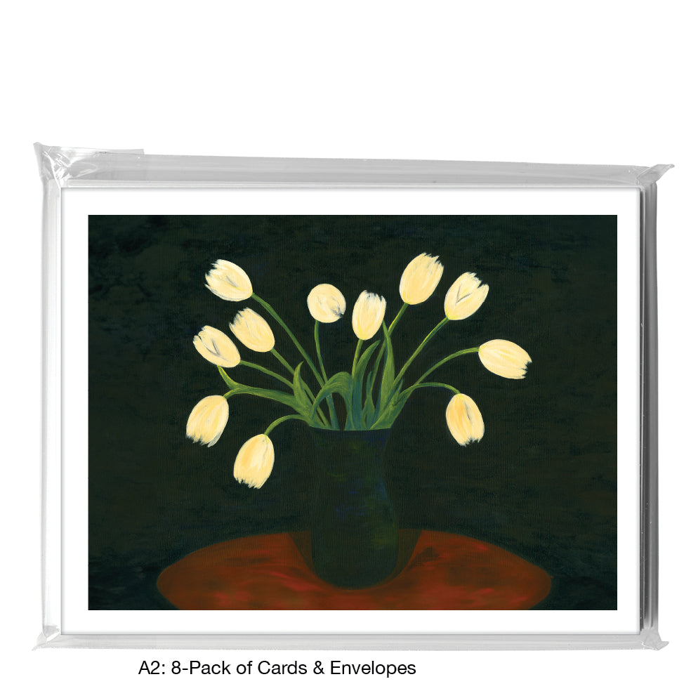 White Tulips On Black, Greeting Card (7302D)
