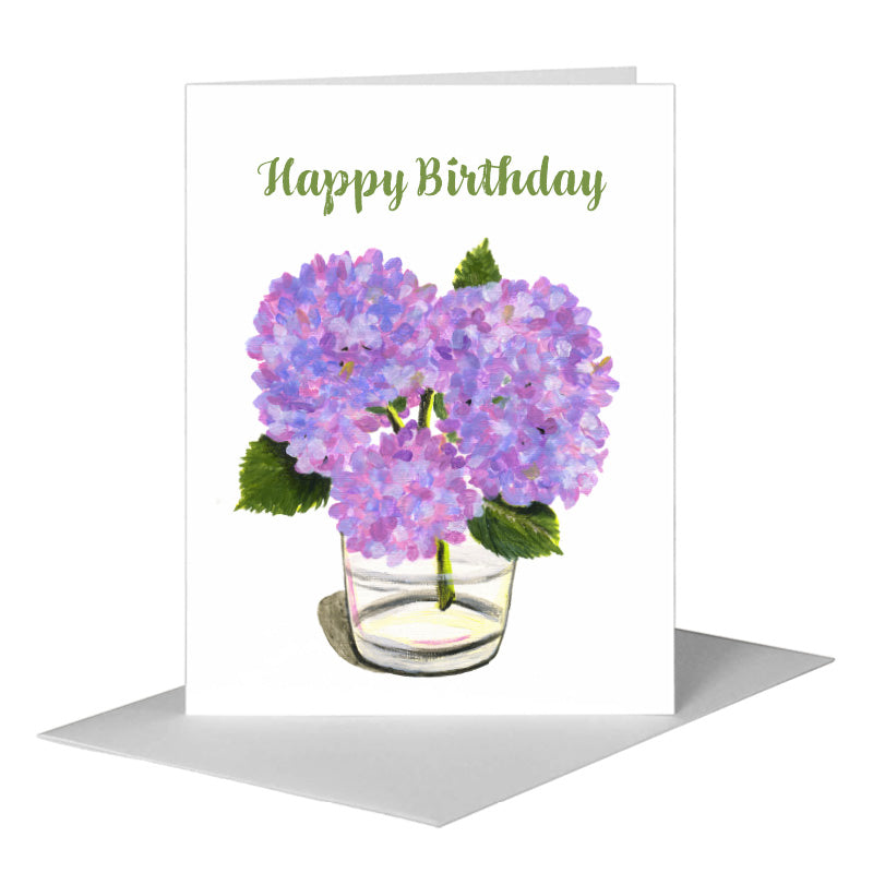Hydrangeas in Glass, Greeting Card (#7307E) A2 Card Front, www.printedcanvas.com
