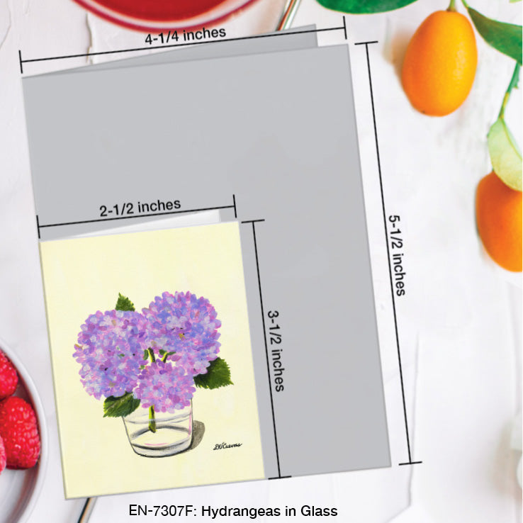 Hydrangeas in Glass, Greeting Card (7307F), Enclosure Card, www.printedcanvas.com
