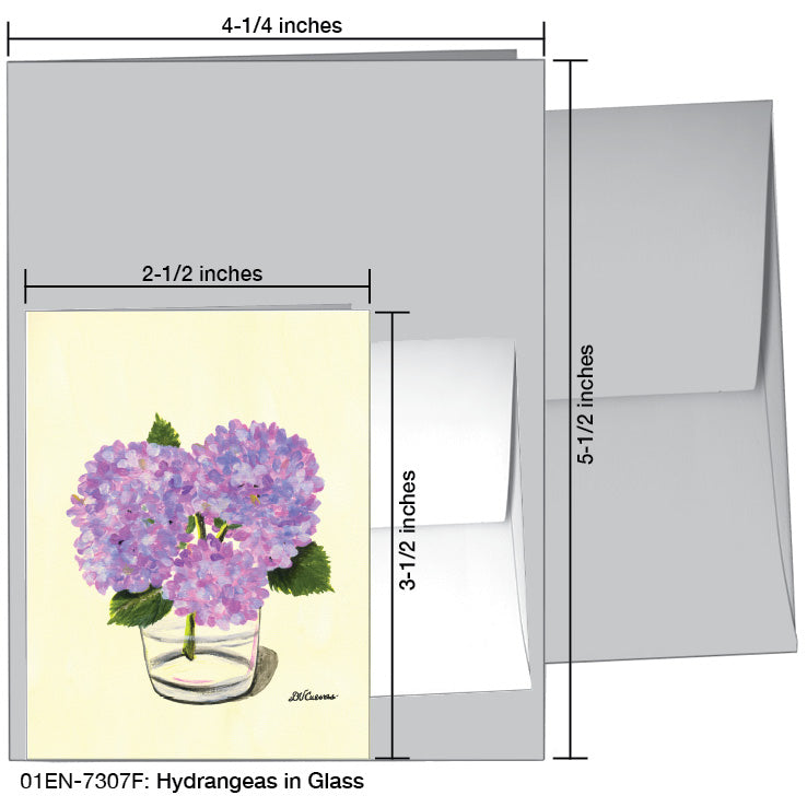 Hydrangeas in Glass, Greeting Card (7307F), Enclosure Card, www.printedcanvas.com