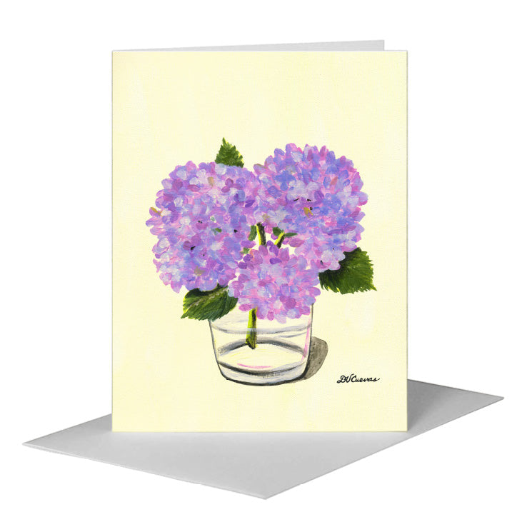 Hydrangeas in Glass, Greeting Card (#7307F) A2 Card Front, www.printedcanvas.com