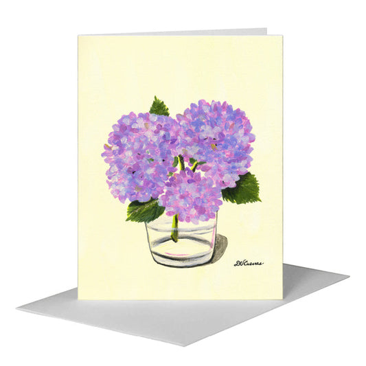 Hydrangeas in Glass, Greeting Card (#7307F) A2 Card Front, www.printedcanvas.com