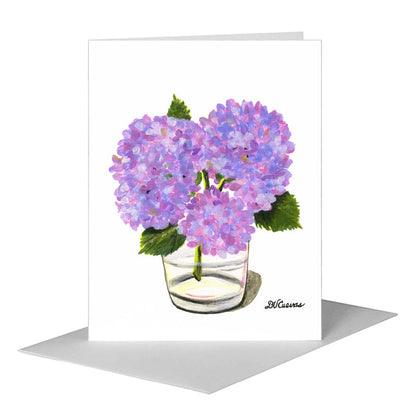 Hydrangeas in Glass, Greeting Card (#7307A) A2 Card Front, www.printedcanvas.com