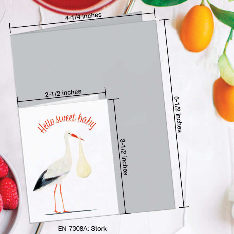 Stork, Greeting Card (7308A), Enclosure, www.printedcanvas.com
