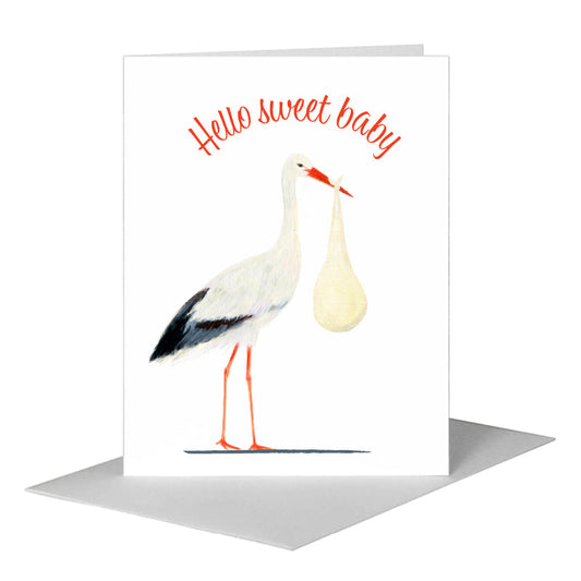 Stork, Greeting Card (#7308A) A2 Card Front, www.printedcanvas.com