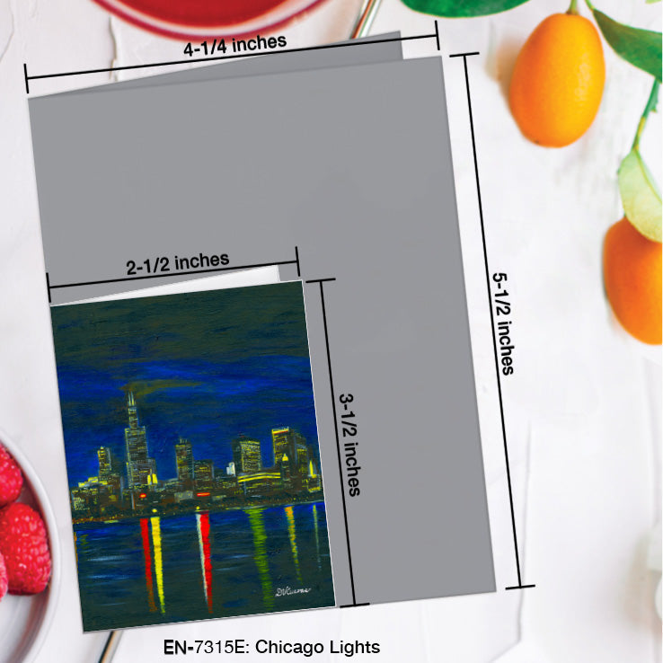 Chicago Lights, Greeting Card (7315E), Enclosure Card, www.printedcanvas.com