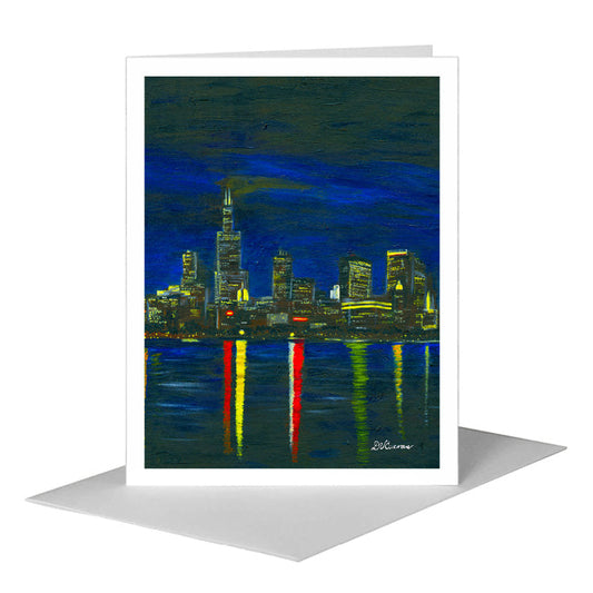 Chicago Lights, Greeting Card (#7315E) A2 Card Front, www.printedcanvas.com