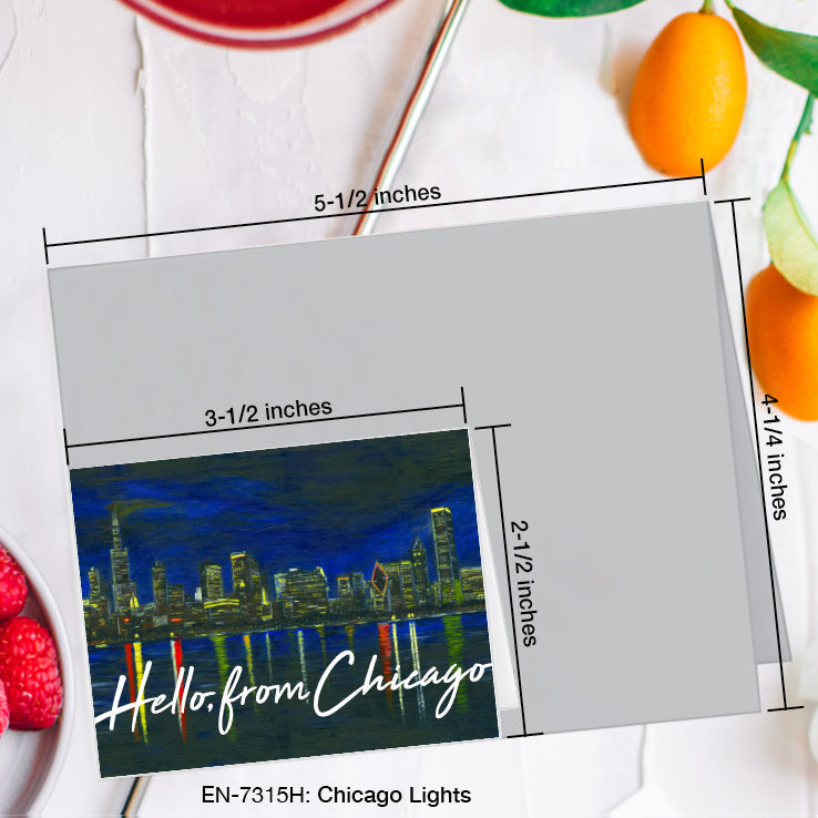 Chicago Lights, Greeting Card (7315H), Enclosure, www.printedcanvas.com