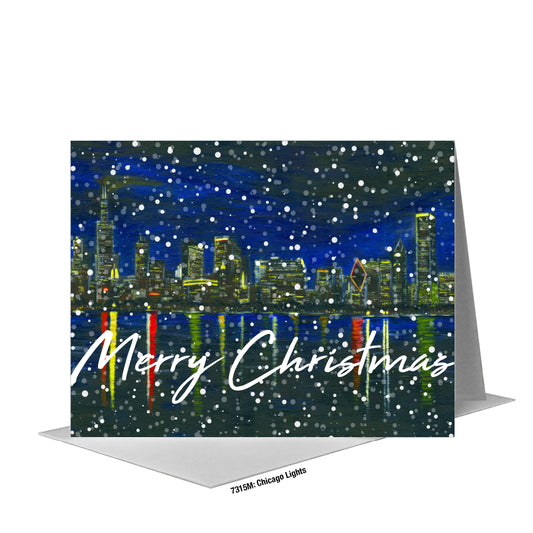 Chicago Lights, Greeting Card (#7315M), A2 Card Front, www.printedcanvas.com