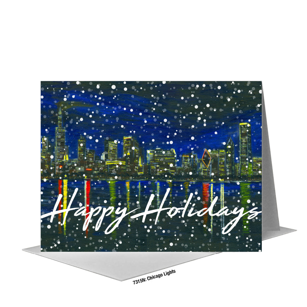 Chicago Lights, Greeting Card (#7315N), A2 Card Front, www.printedcanvas.com