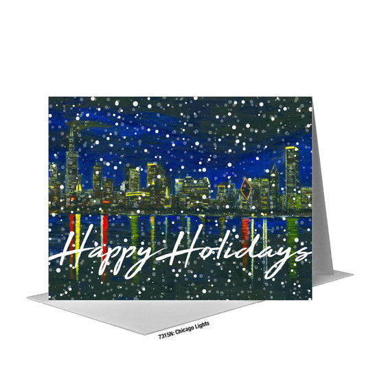 Chicago Lights, Greeting Card (#7315N), A2 Card Front, www.printedcanvas.com