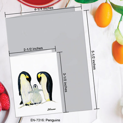 Penguins, Greeting Card (7316A), Enclosure Card, www.printedcanvas.com