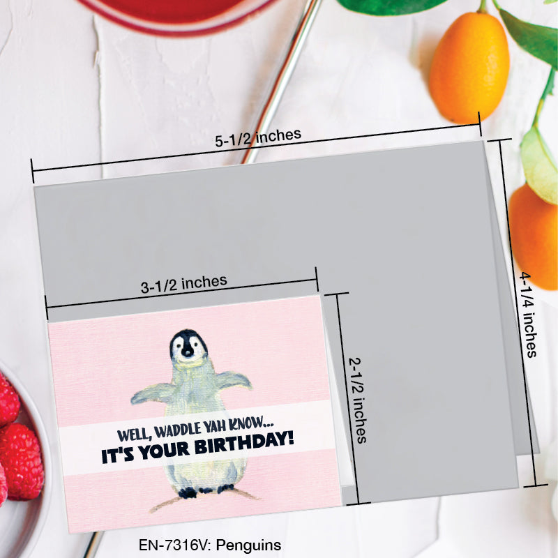 Penguins, Greeting Card (7316V), Enclosure, www.printedcanvas.com