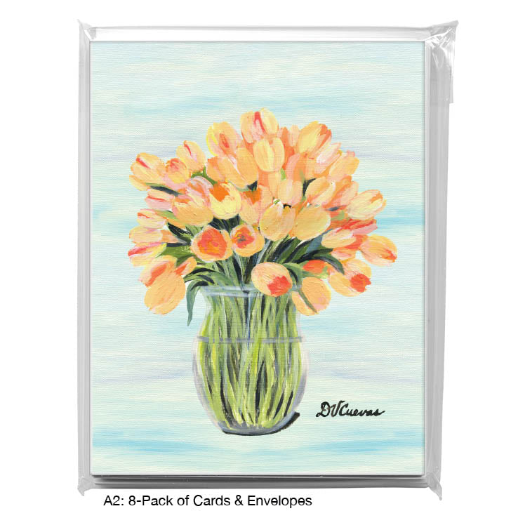 Peach Tulips, Greeting Card (#7330B), 8-Pack, www.printedcanvas.com