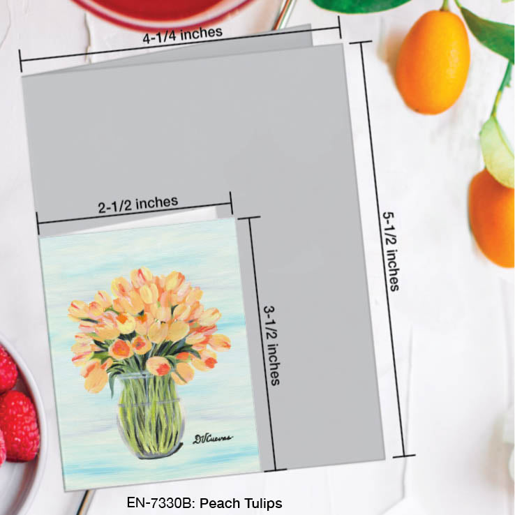 Peach Tulips, Greeting Card (#7330B), Enclosure Card, www.printedcanvas.com