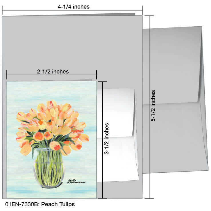 Peach Tulips, Greeting Card (#7330B), Enclosure Card, www.printedcanvas.com