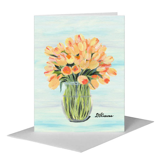 Peach Tulips, Greeting Card (#7330B) A2 Card Front, www.printedcanvas.com