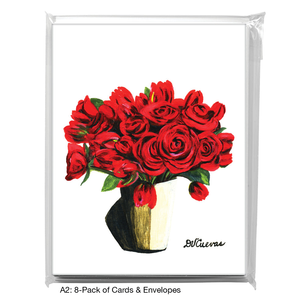 Red Roses & Parrot Tulips, Greeting Card (7344), A2 8-Pack, printedcanvas.com