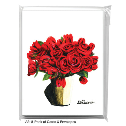 Red Roses & Parrot Tulips, Greeting Card (7344), A2 8-Pack, printedcanvas.com