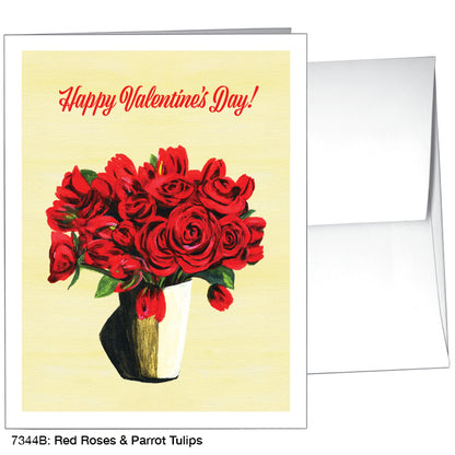 Red Roses & Parrot Tulips, Greeting Card (#7344B), A2 Card Front, www.printedcanvas.com