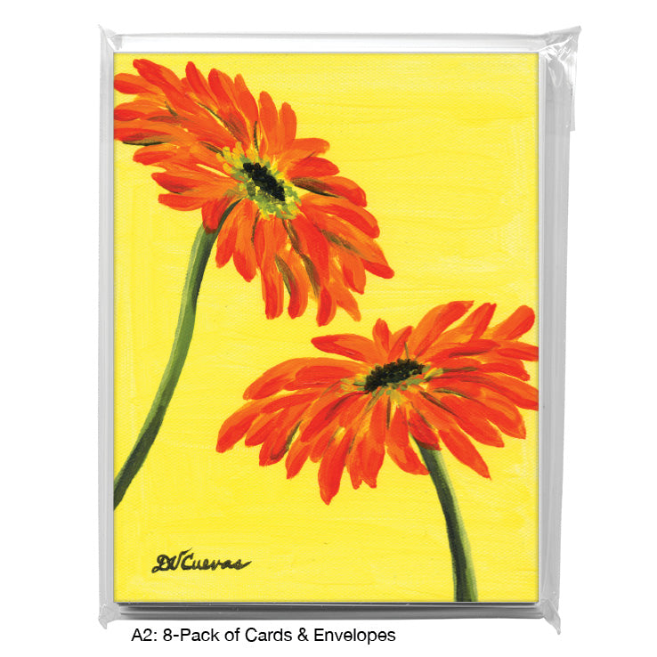 Gerber in Orange & Yellow, Greeting Card (7347A), A2 Card 8-Pack, www.printedcanvas.com