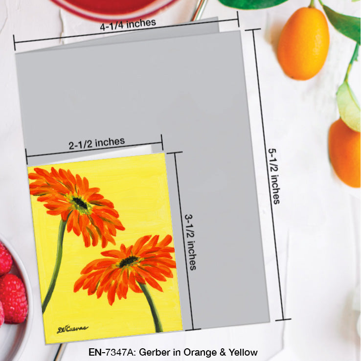 Gerber in Orange & Yellow, Greeting Card (7347A), Enclosure Card, www.printedcanvas.com