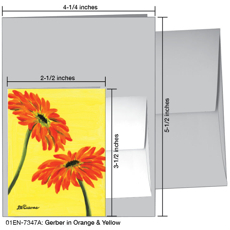 Gerber in Orange & Yellow, Greeting Card (7347A), Enclosure Card, www.printedcanvas.com