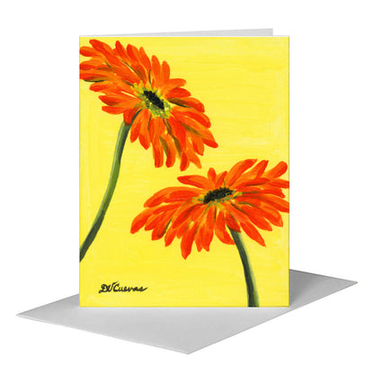 Gerber in Orange & Yellow, Greeting Card (#7347A) A2 Card Front, www.printedcanvas.com