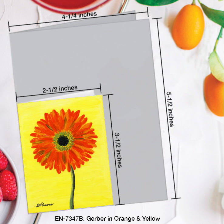 Gerber in Orange & Yellow, Greeting Card (7347B), Enclosure Card, www.printedcanvas.com