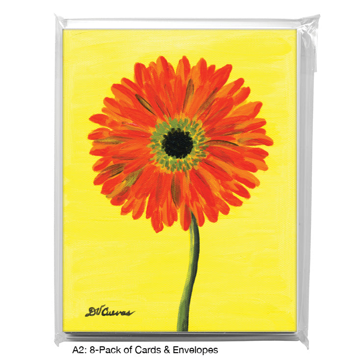Gerber in Orange & Yellow, Greeting Card (7347B), A2 Card 8-Pack, www.printedcanvas.com
