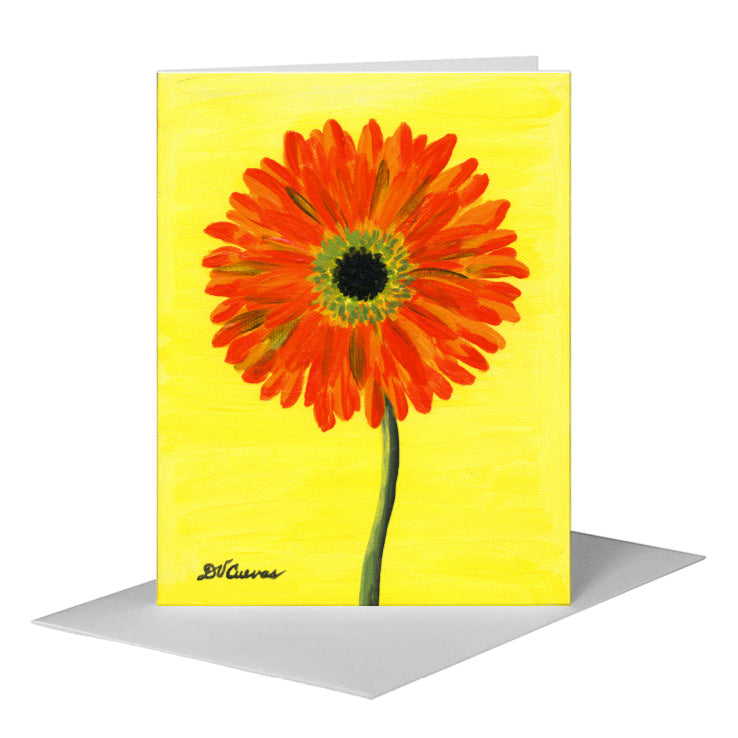 Gerber in Orange & Yellow, Greeting Card (#7347B) A2 Card Front, www.printedcanvas.com