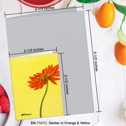 Gerber in Orange & Yellow, Greeting Card (7347C), Enclosure Card, www.printedcanvas.com