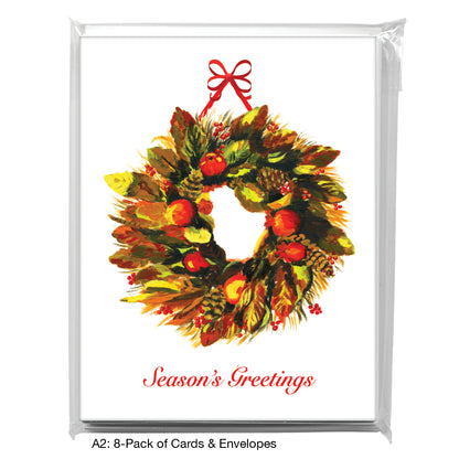 Multi-Colored Wreath, Greeting Card (7351J)