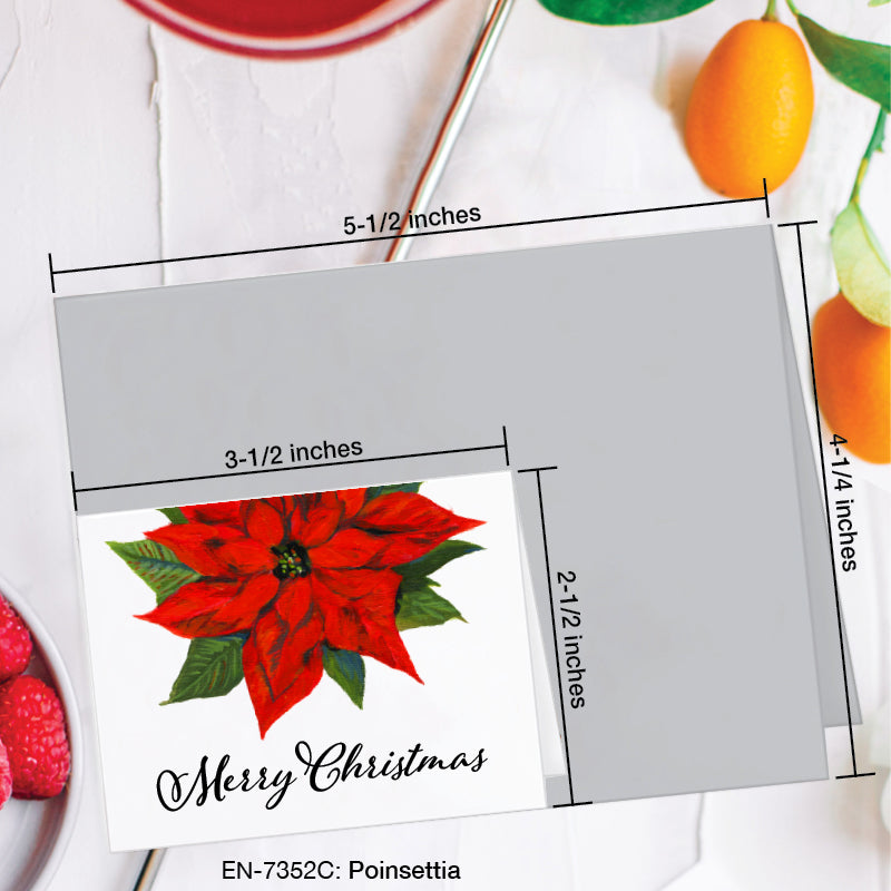Poinsettia, Greeting Card (7352C), Enclosure Card, www.printedcanvas.com