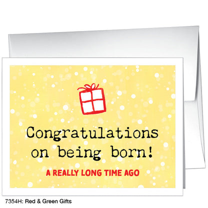 Red & Green Gifts, Greeting Card (7354H), A2 Card, www.printedcanvas.com