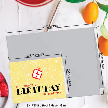 Red & Green Gifts, Greeting Card (7354N), Enclosure, www.printedcanvas.com