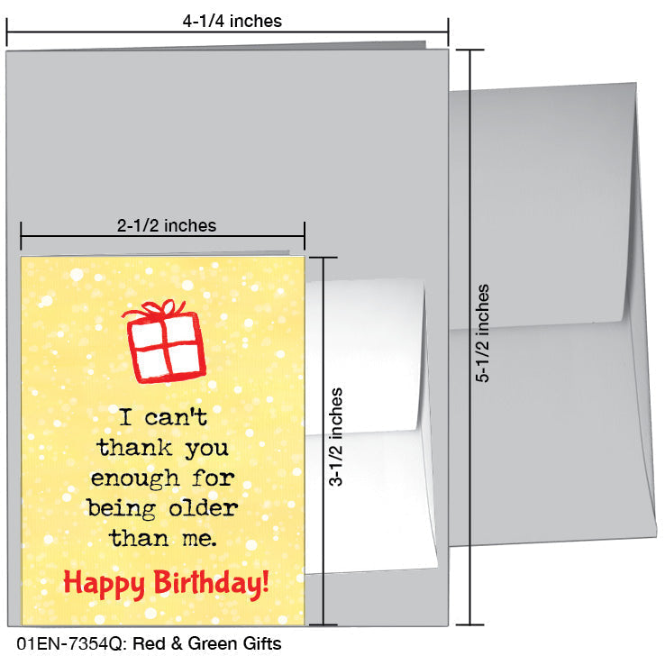 Red & Green Gifts, Greeting Card (7354Q), Enclosure Card, www.printedcanvas.com