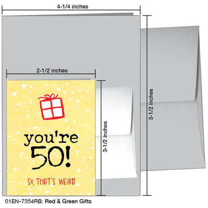 Red & Green Gifts, Greeting Card (7354RB), Enclosure Card, www.printedcanvas.com