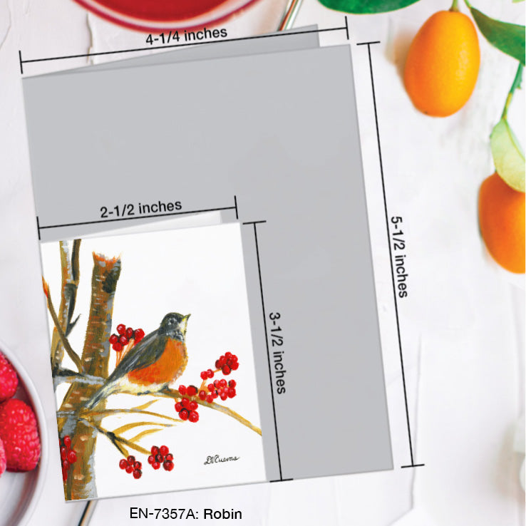 Robin, Greeting Card (7357A), Enclosure Card, www.printedcanvas.com